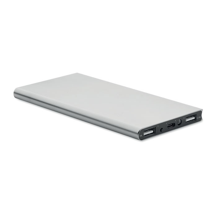 POWERFLAT8C - Powerbank 8000 mAh - Mat Zilver