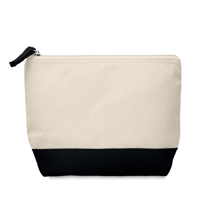 KLEUREN - 2-Kleurige katoenen toilettas - Zwart