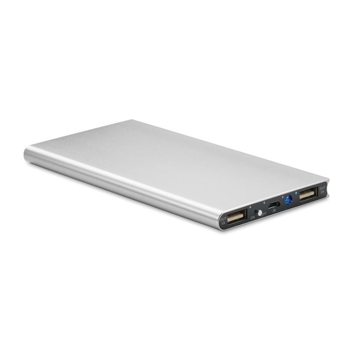POWERFLAT8 - PowerBank 8000 mAh - Mat Zilver