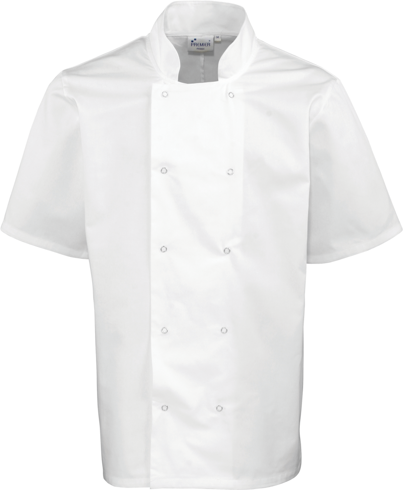 PR664 - Studded Front Short Sleeve Chef's Jacket