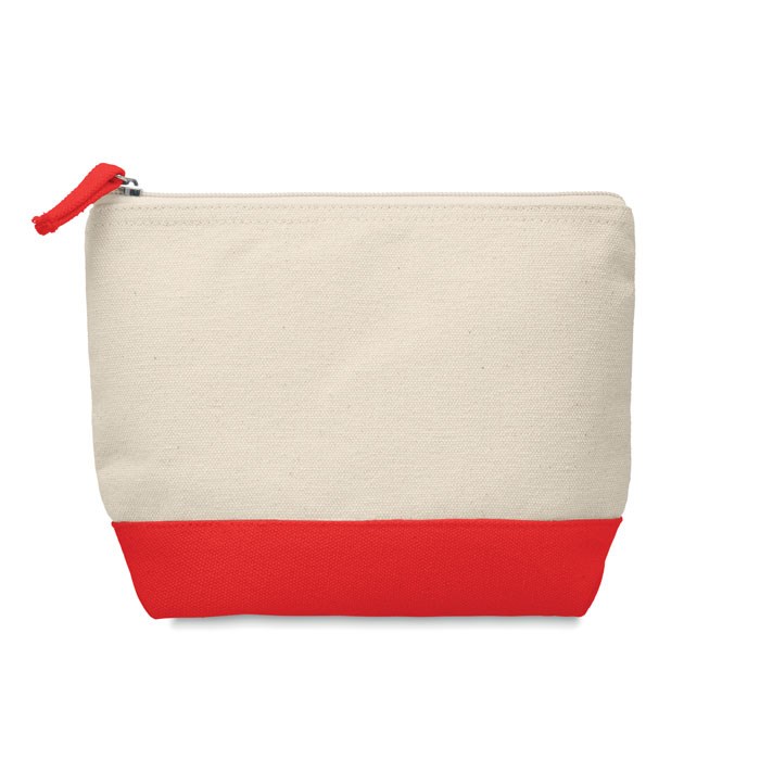 KLEUREN - 2-Kleurige katoenen toilettas - Rood