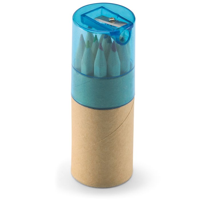 LAMBUT - 12 Kleurpotloden in koker - Transparant Blauw