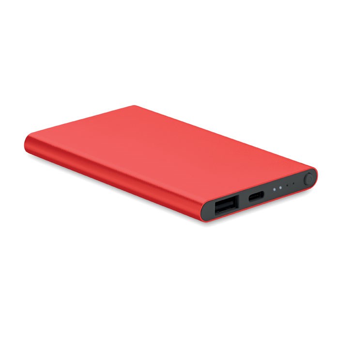 POWERFLAT C - 4000 mAh Power Bank Type C - Rood